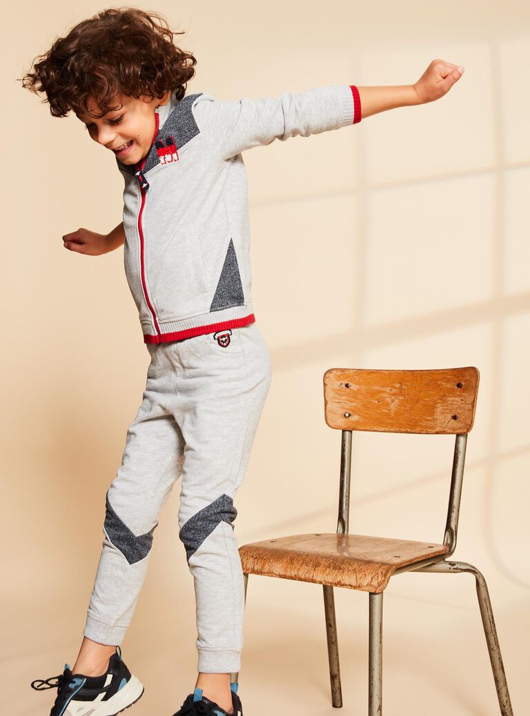 Haut de jogging gris souris à broderie M