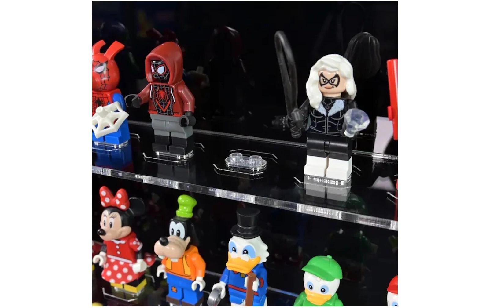 Baukasten Acryl-Wand-Display für 60 LEGO-Minifiguren<br>Acry-Display-Box mit schwarzem Hintergrund