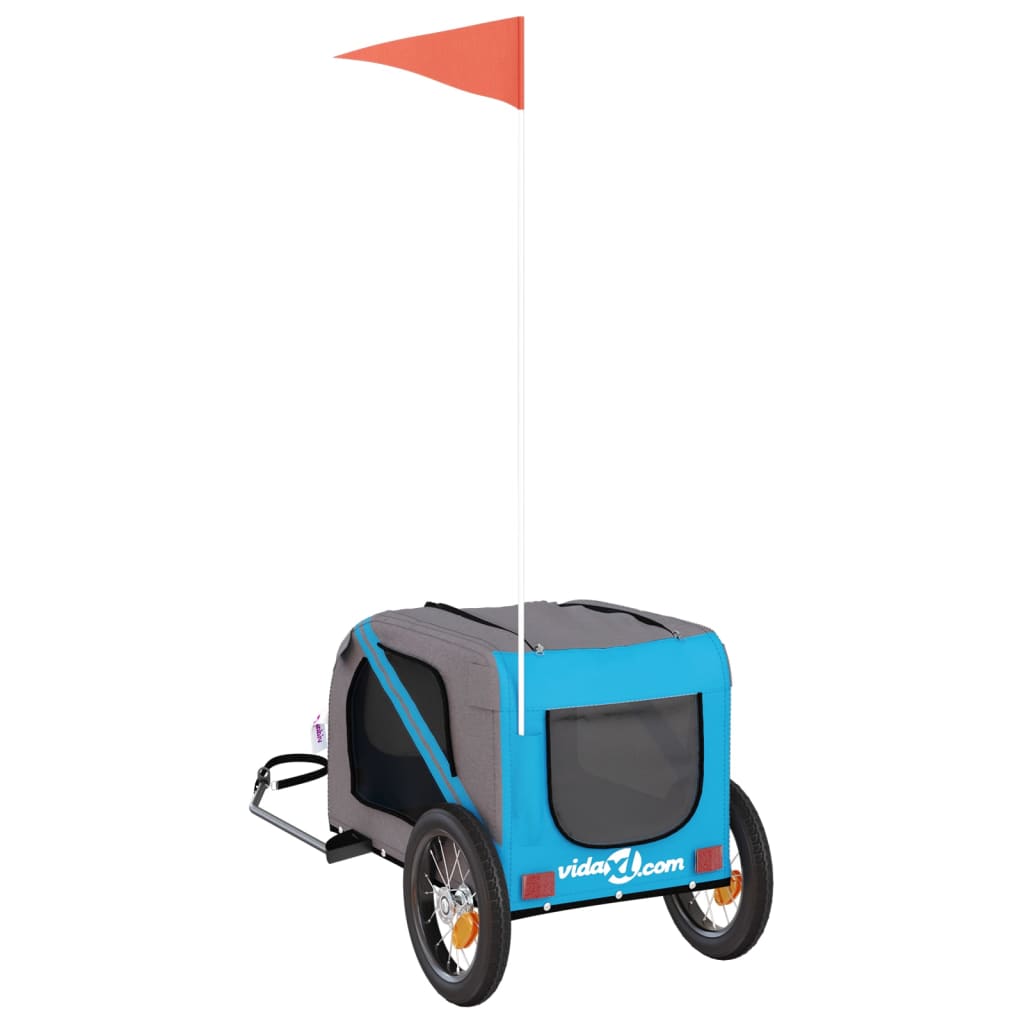 Remorque de vélo pour animaux de compagnie bleu et gris