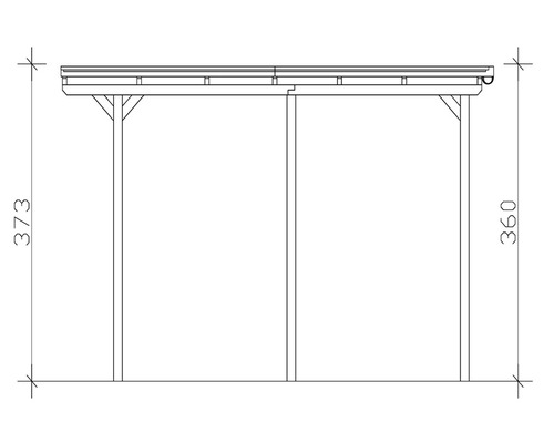 Enkele carport SKAN HOLZ Emsland incl. regengoot 404x604 cm walnoot
