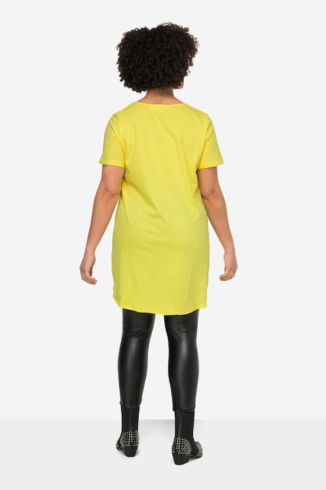Longshirt, Rundhals, Halbarm, gerundeter Saum
