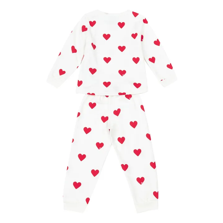 Petit Bateau Ensemble Pyjama Massue Cœurs Coton Bio | Blanc