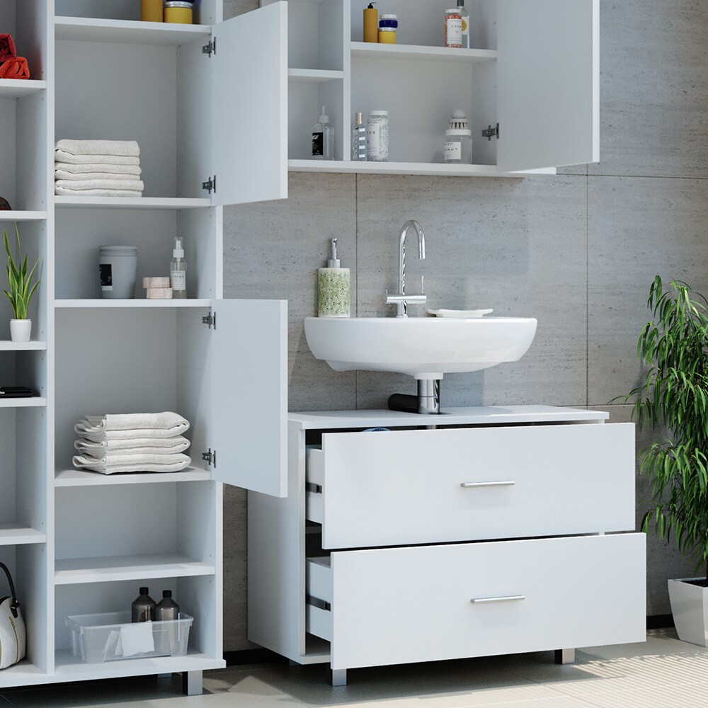 VICCO Badmöbel Set ILIAS WeißSpiegel Kommode Unterschrank Badschrank