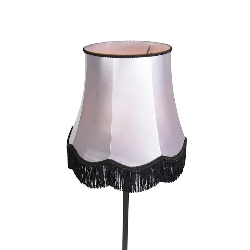 Klassieke vloerlamp zwart met Granny B kap grijs - Simplo