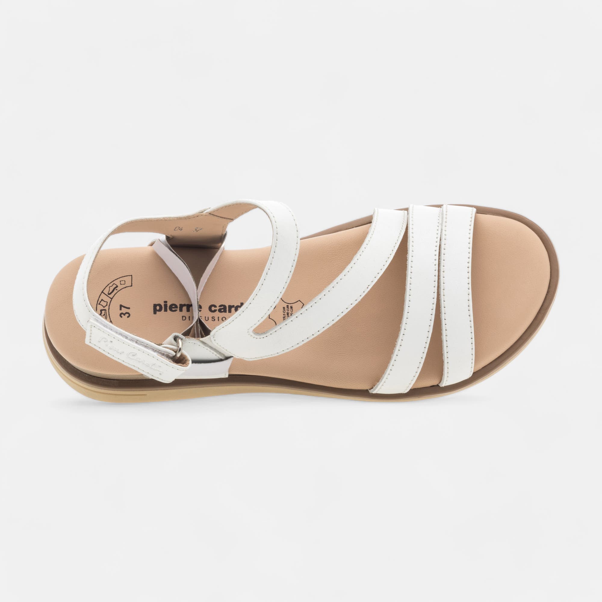Sandales à talon compensé Femme en cuir blanc