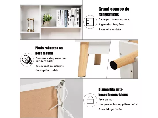 Bibliothèque armoire de rangement au sol avec cube de rangement