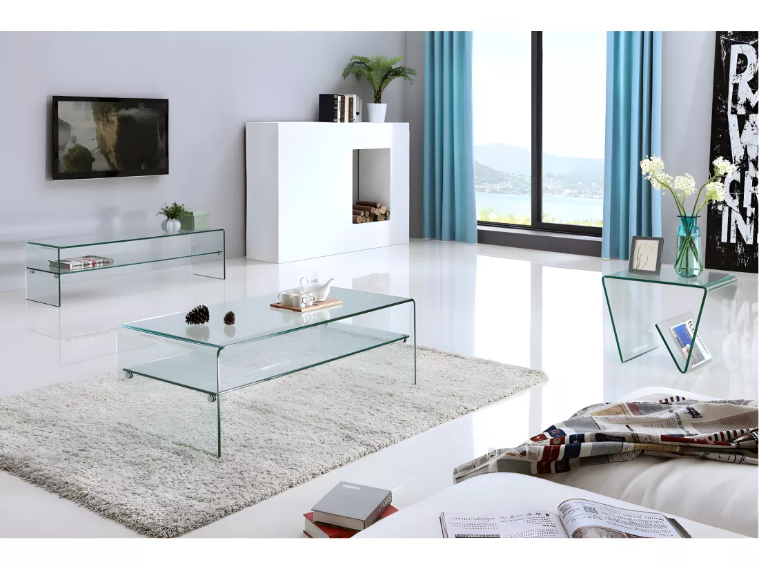 Table d'appoint ZENIA - Verre trempé courbé