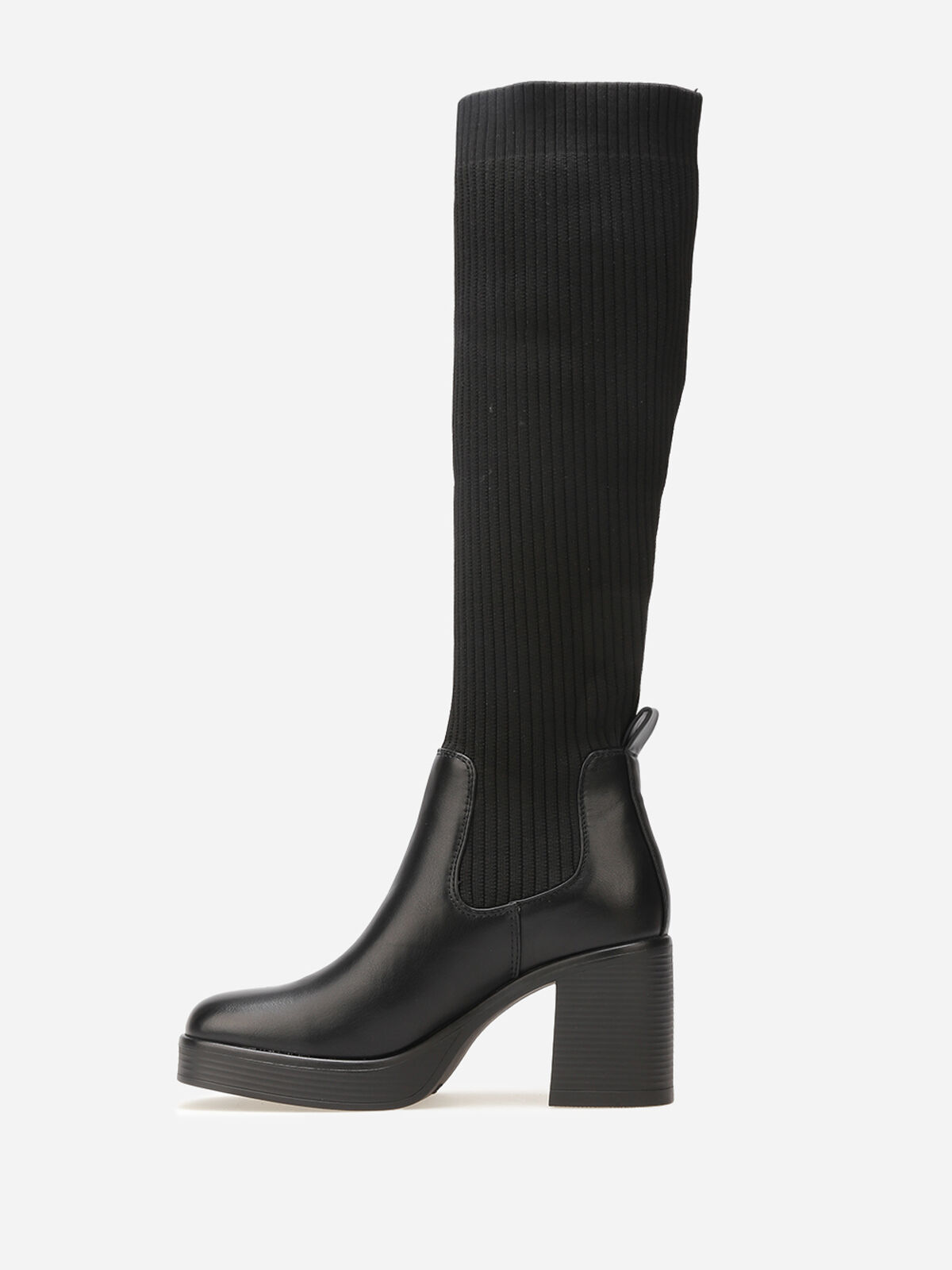 Bottes bi-matières à plateforme- Noir