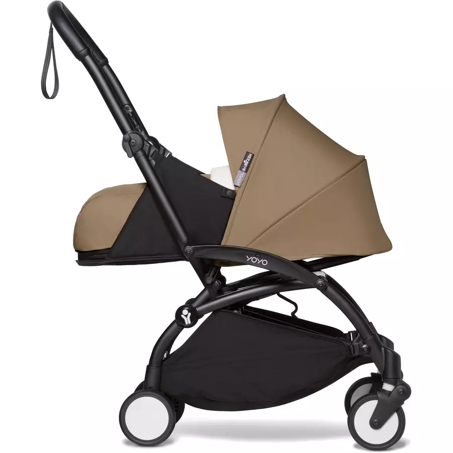 BABYZEN Kinderwagen YOYO2 0+ Black mit Neugeborenenaufsatz und Textilset Toffee