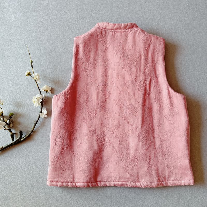 CosmoCorner - Hanfu-vest met geborduurde kikker en knopen