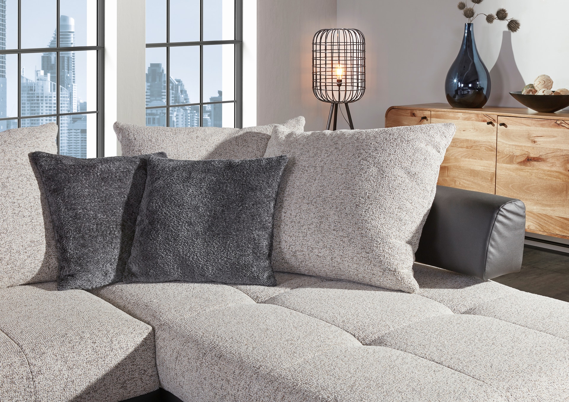 Ecksofa CONTES schwarz/ grau