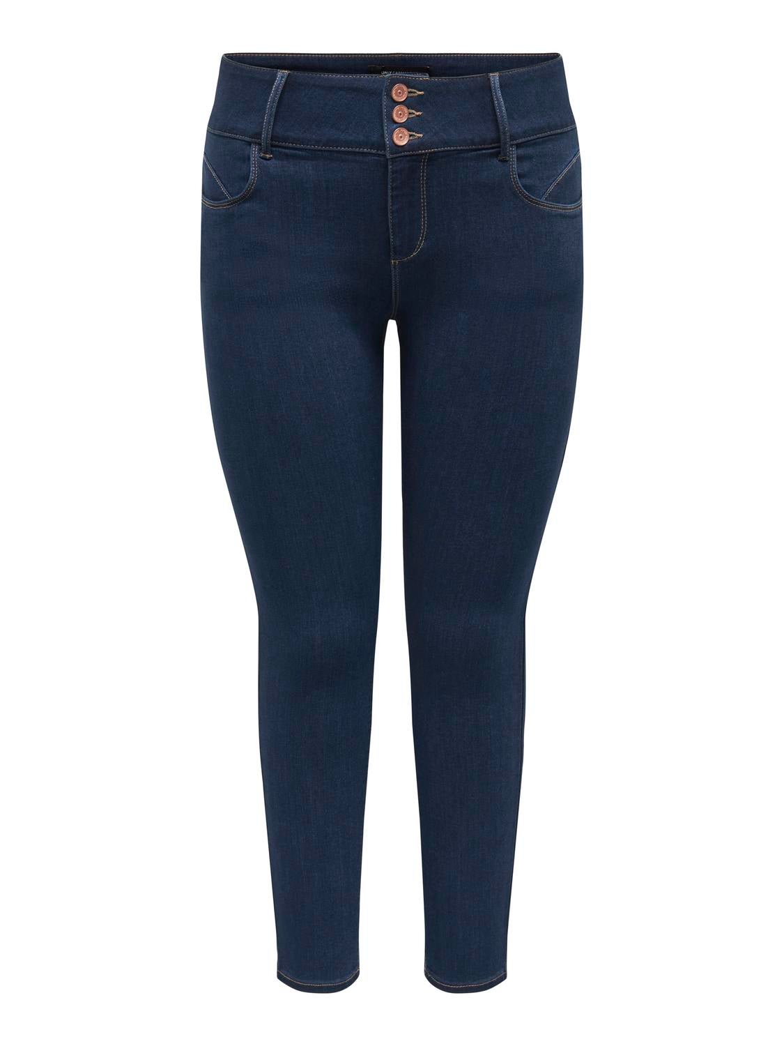CARANNA Mittlere Taille Skinny Fit Jeans Dark Blue Denim