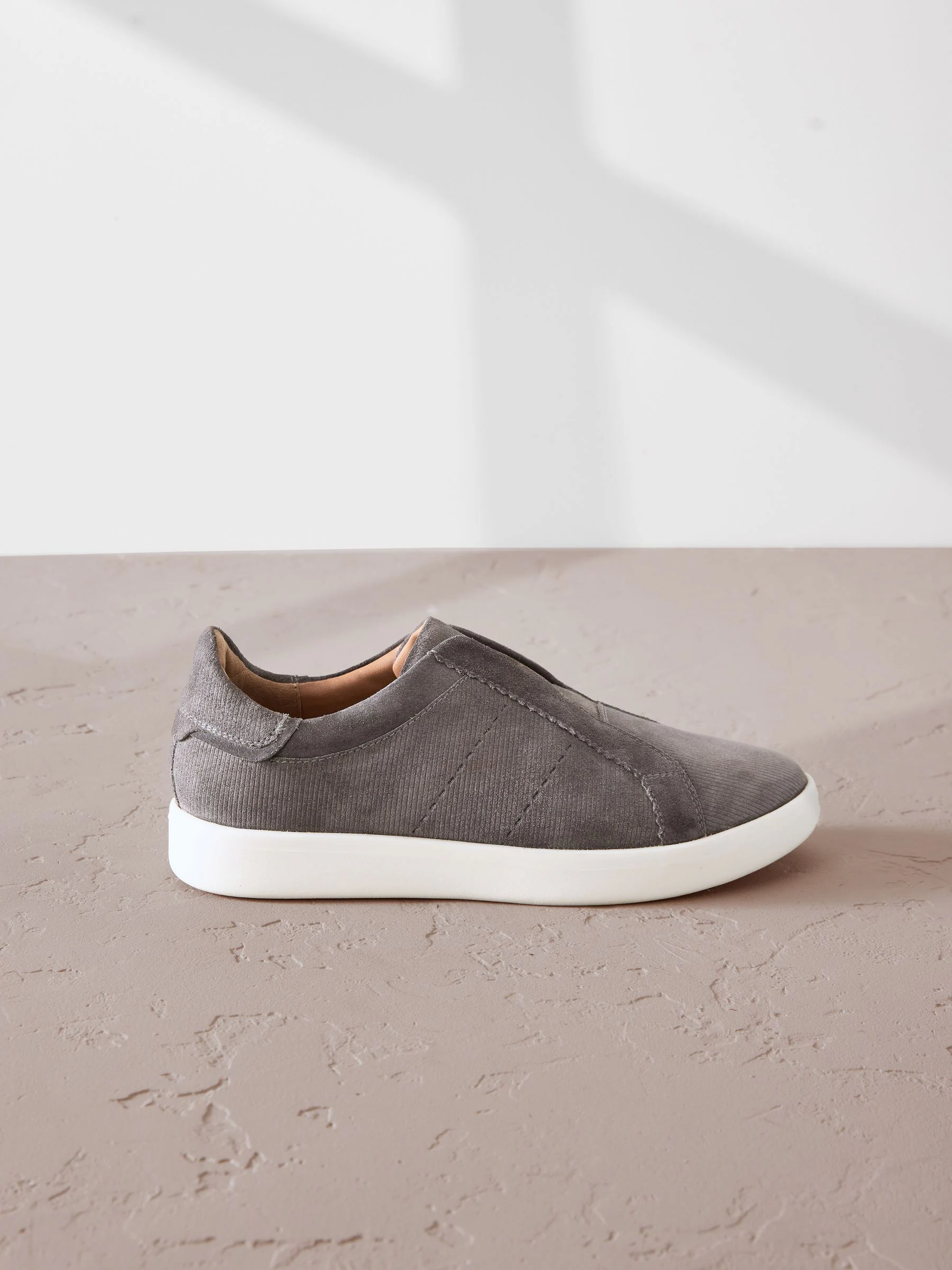 Grijs - Signature Premium Leather Laceless Slip-On Trainers