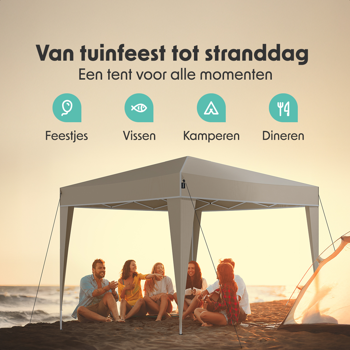 LifeGoods Plus 3x3 m partytent  - Beige
