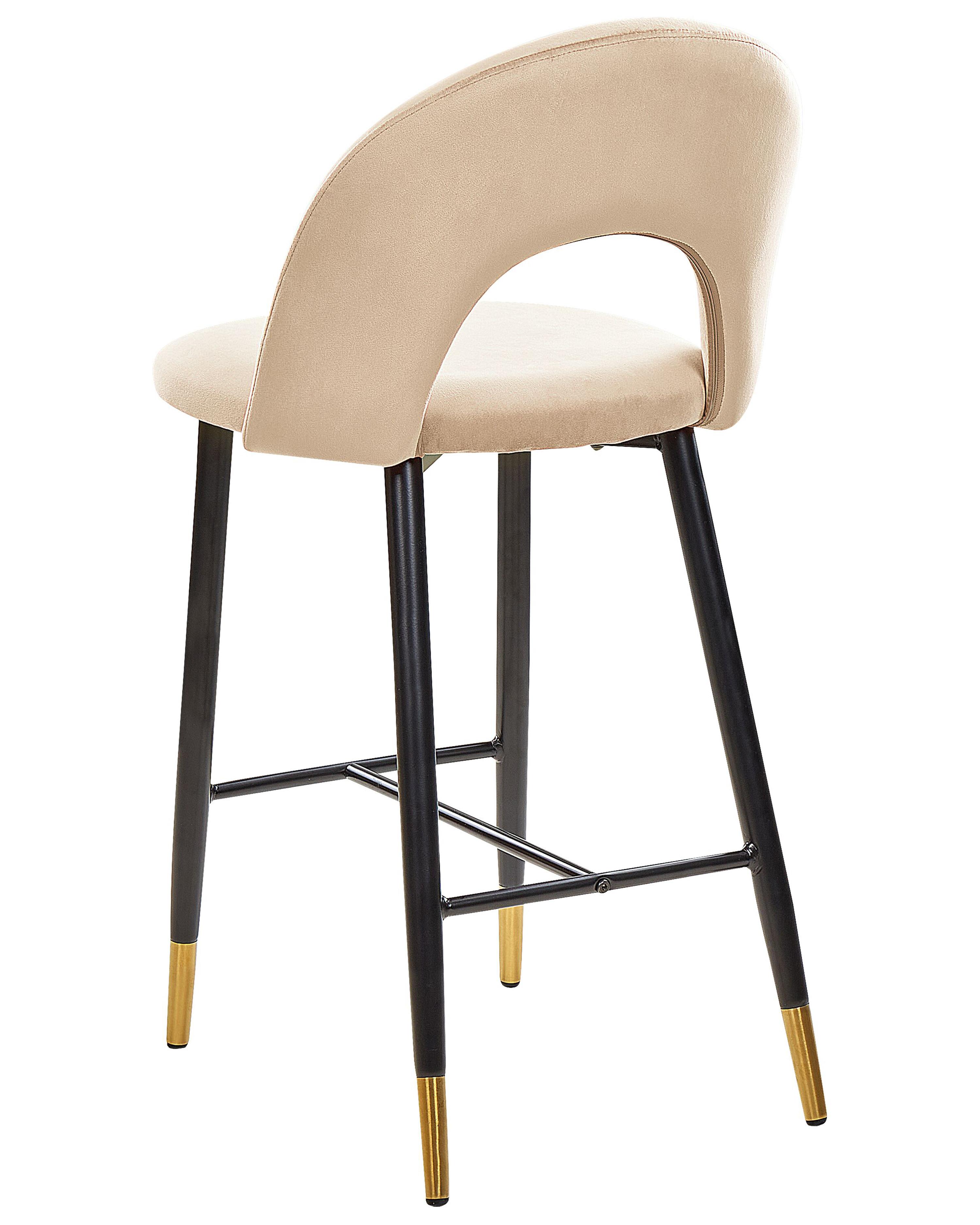 Set van 2 barstoelen FALTON Fluweel Beige