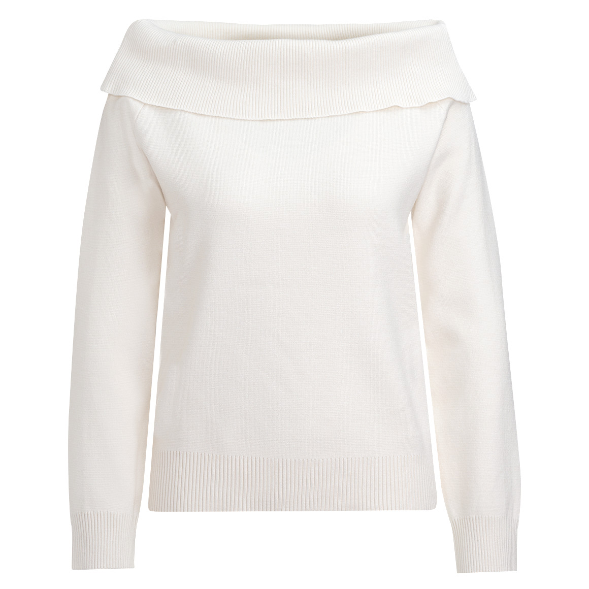 Gina Collection Damen Strickpullover mit Rippenbündchen creme