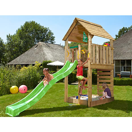 Jungle Gym Cabin 2.1 legetårn inkl. rutsjebane