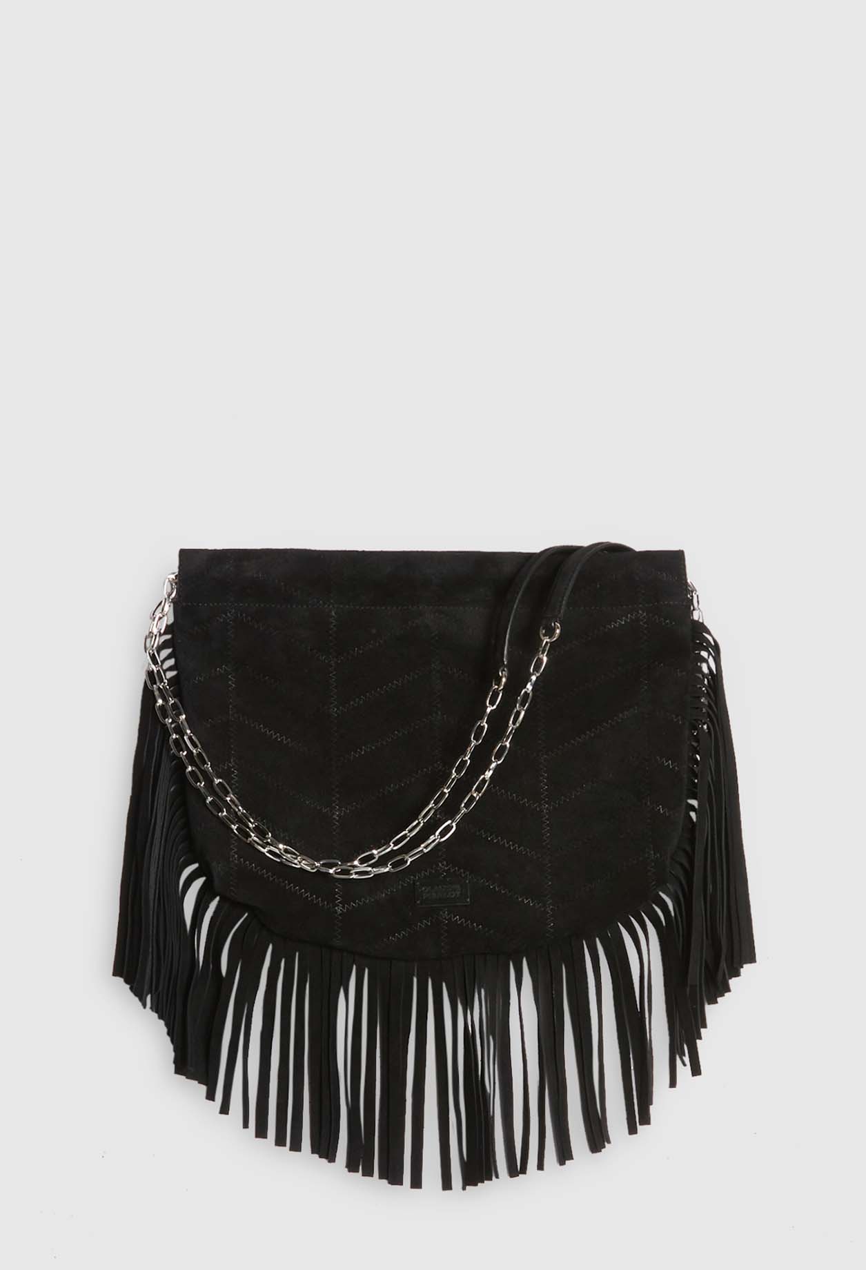 Sac Anemone frange cuir suede