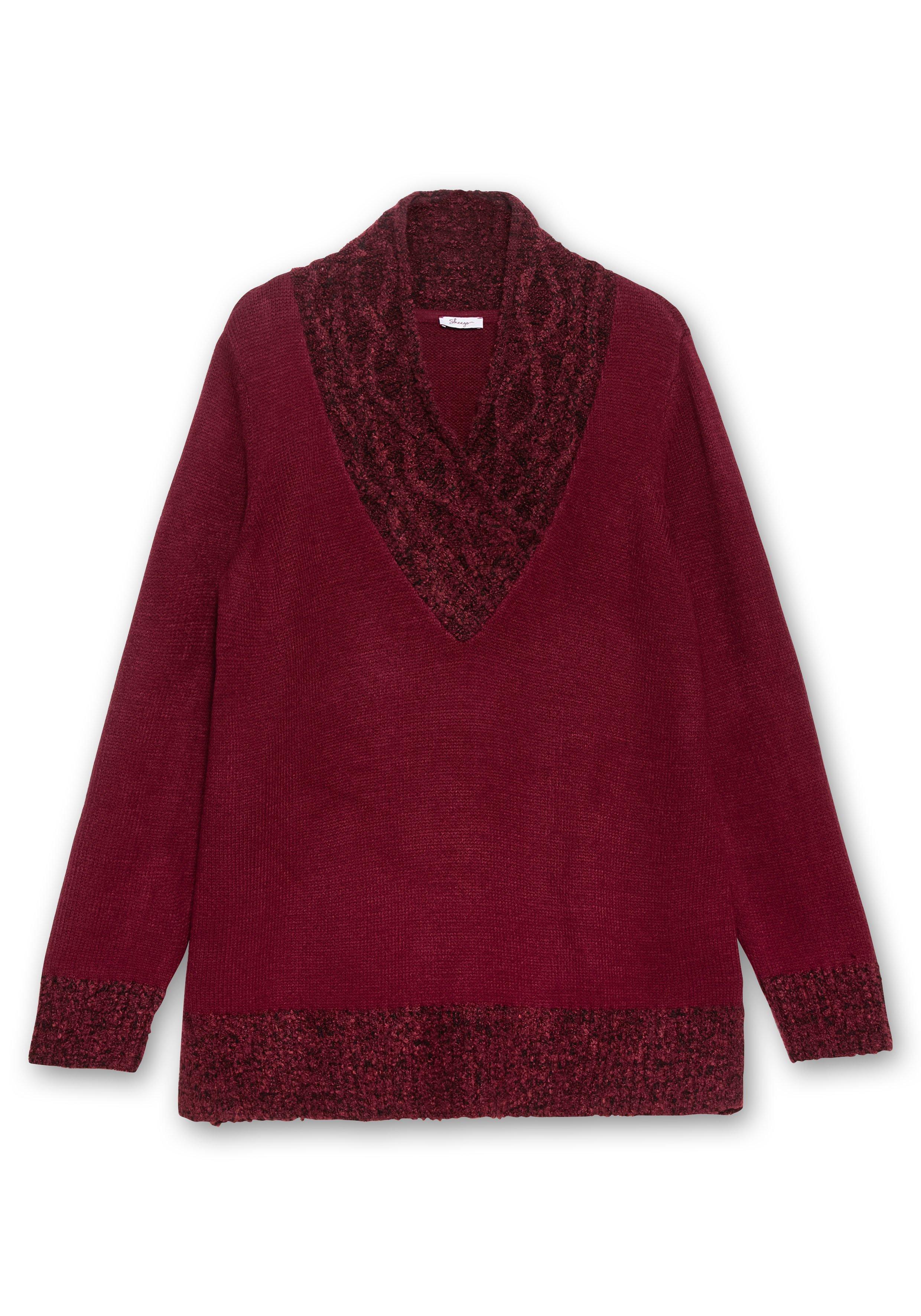 Pullover mit V-Ausschnitt und Bouclé-Details