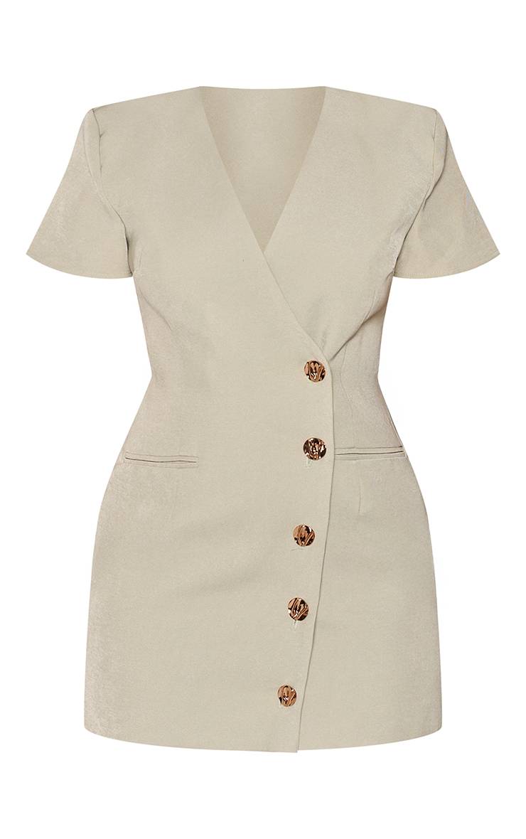 Mint Green Robe Blazer Courte À Manches Courtes Près Du Corps