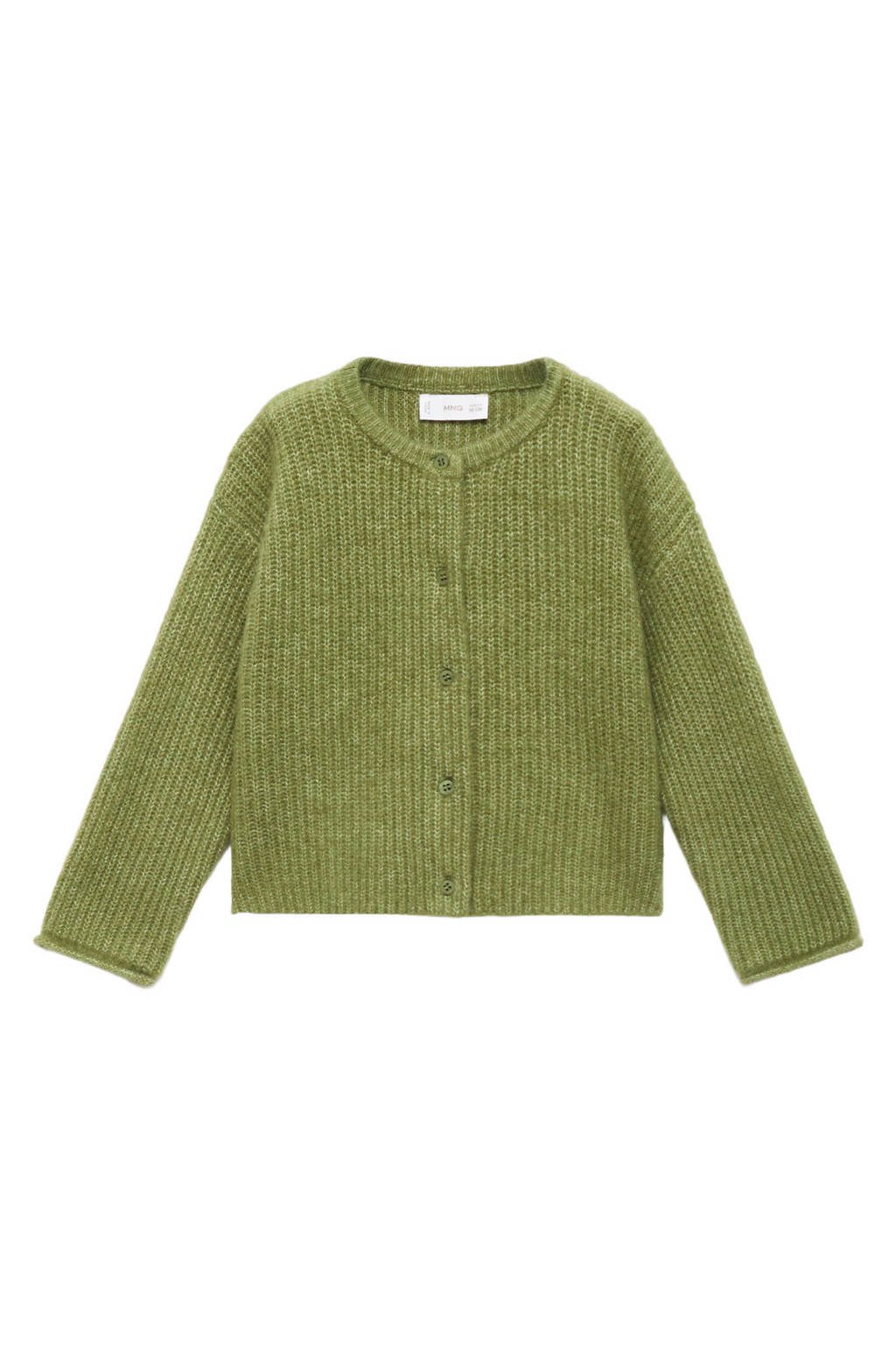 Mango Kids vest groen grof gebreid