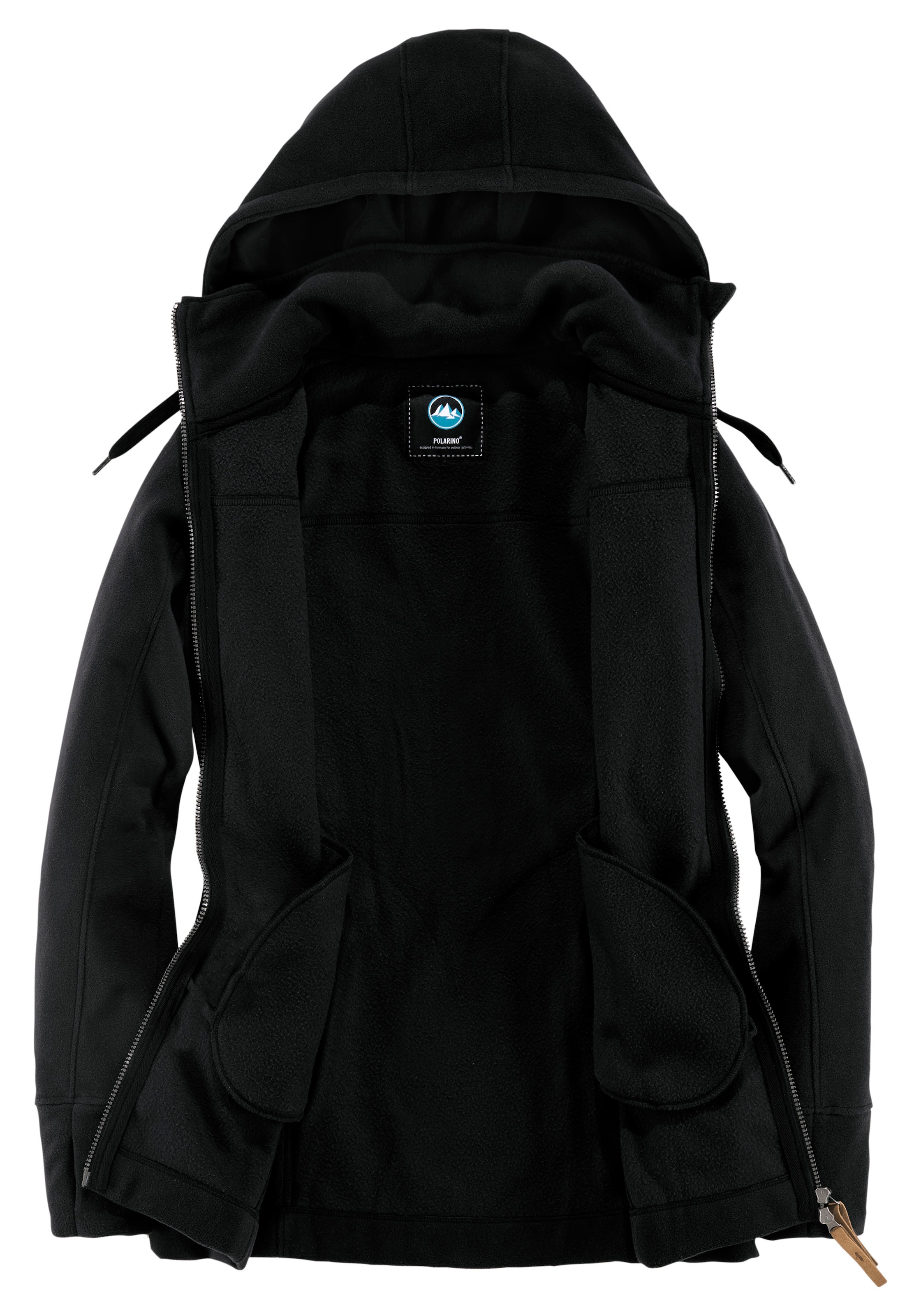 Polarino Fleecejacke mit Kapuze aus Fleece,  atmungsaktiv,  schnell trocknend