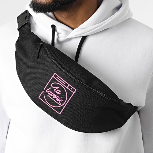 Sacoche Banane La Laverie Noir Rose Fluo