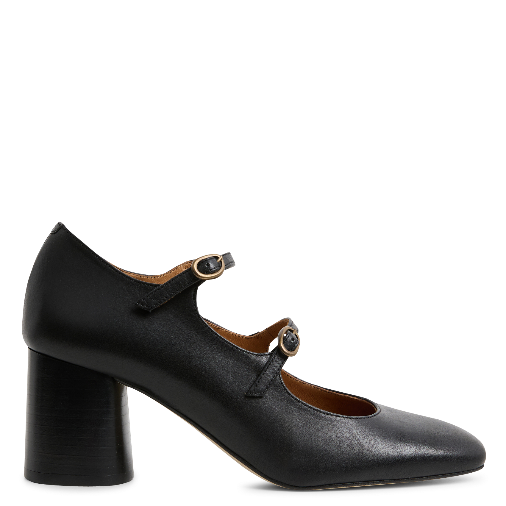 Babies à talon en cuir | Noir