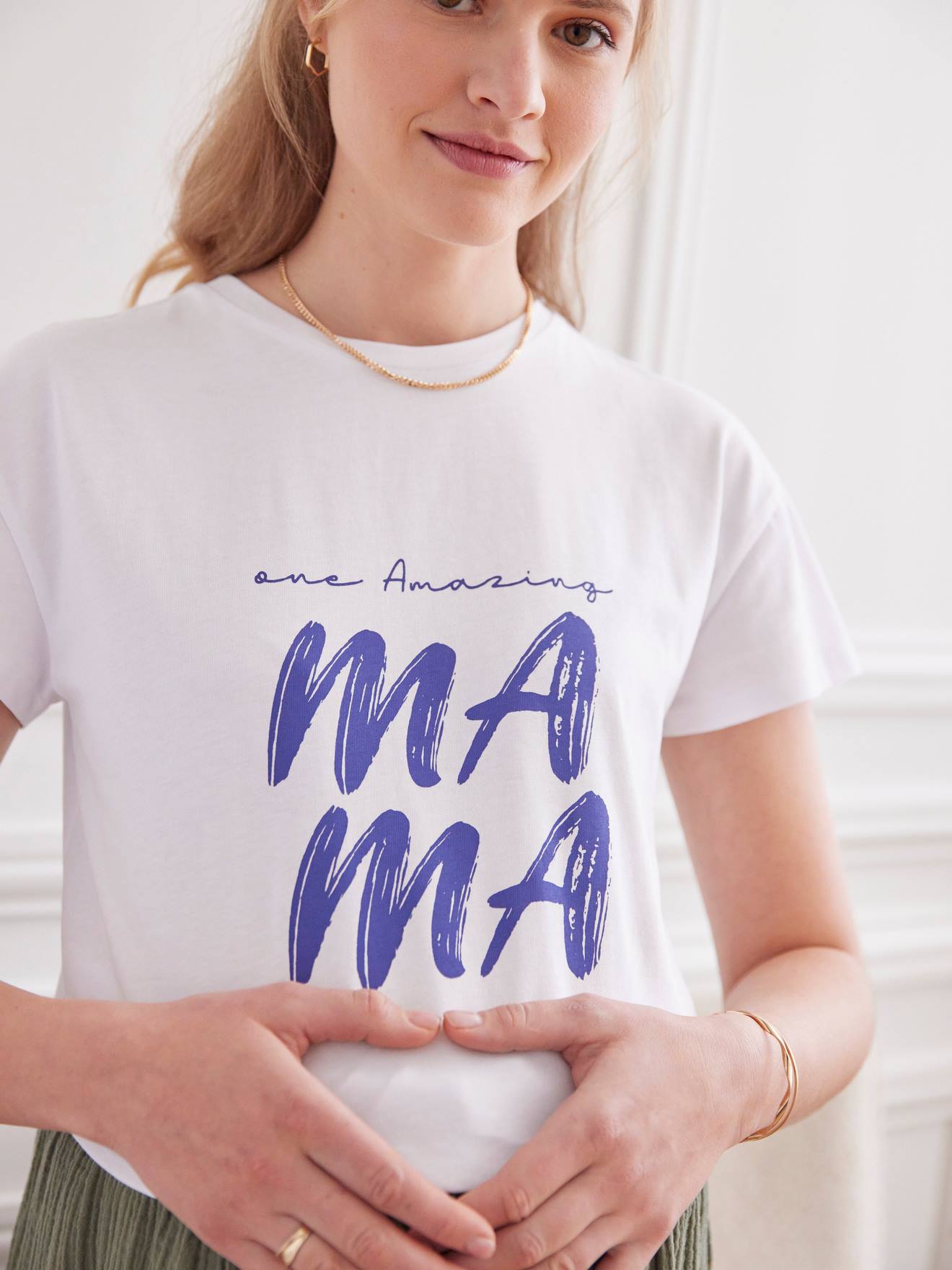 Camiseta de maternidade com mensagem autêntica