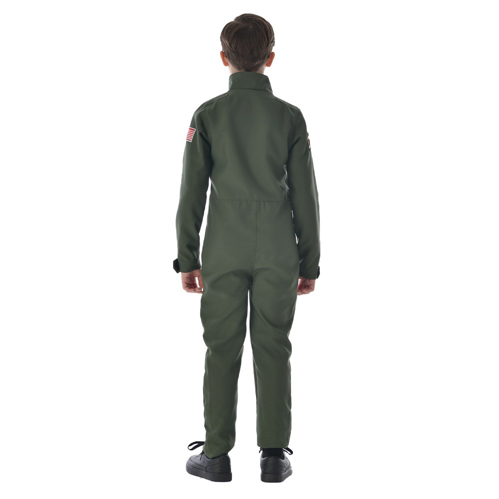(140-150cm) Fasnachts Kinder Kostüm Kampfjet Pilot Overall Verkleidung für Motto Partys / Halloween - Grün