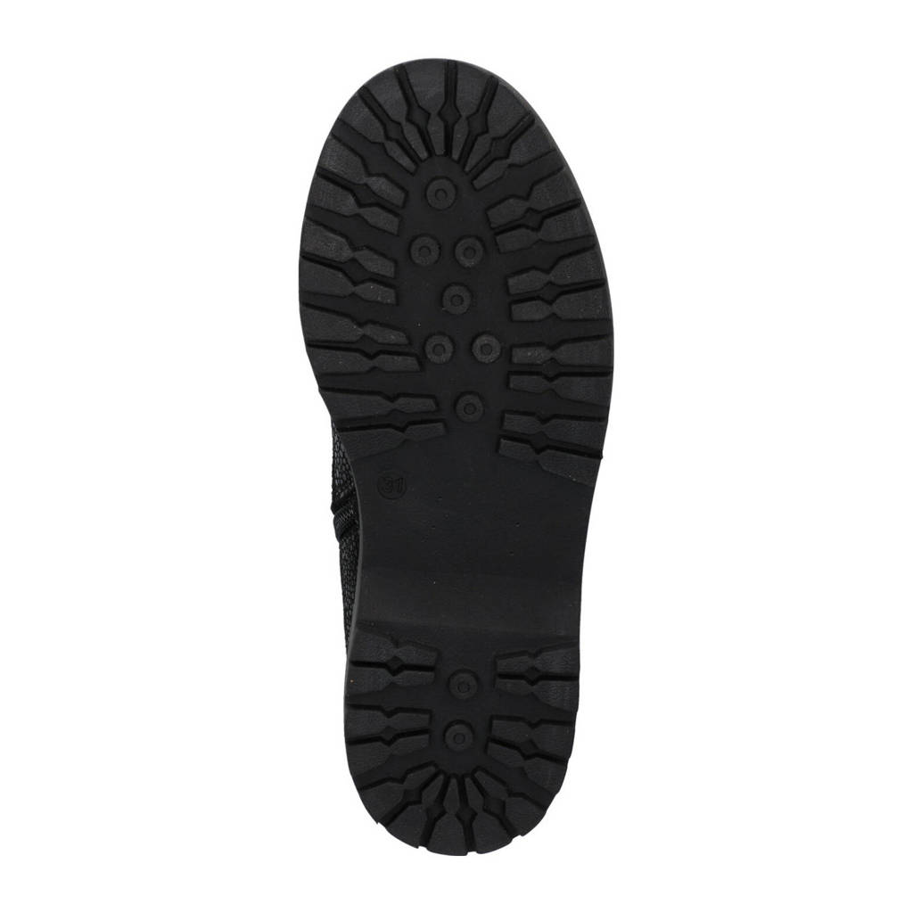 Braqeez leren veterboots zwart multi