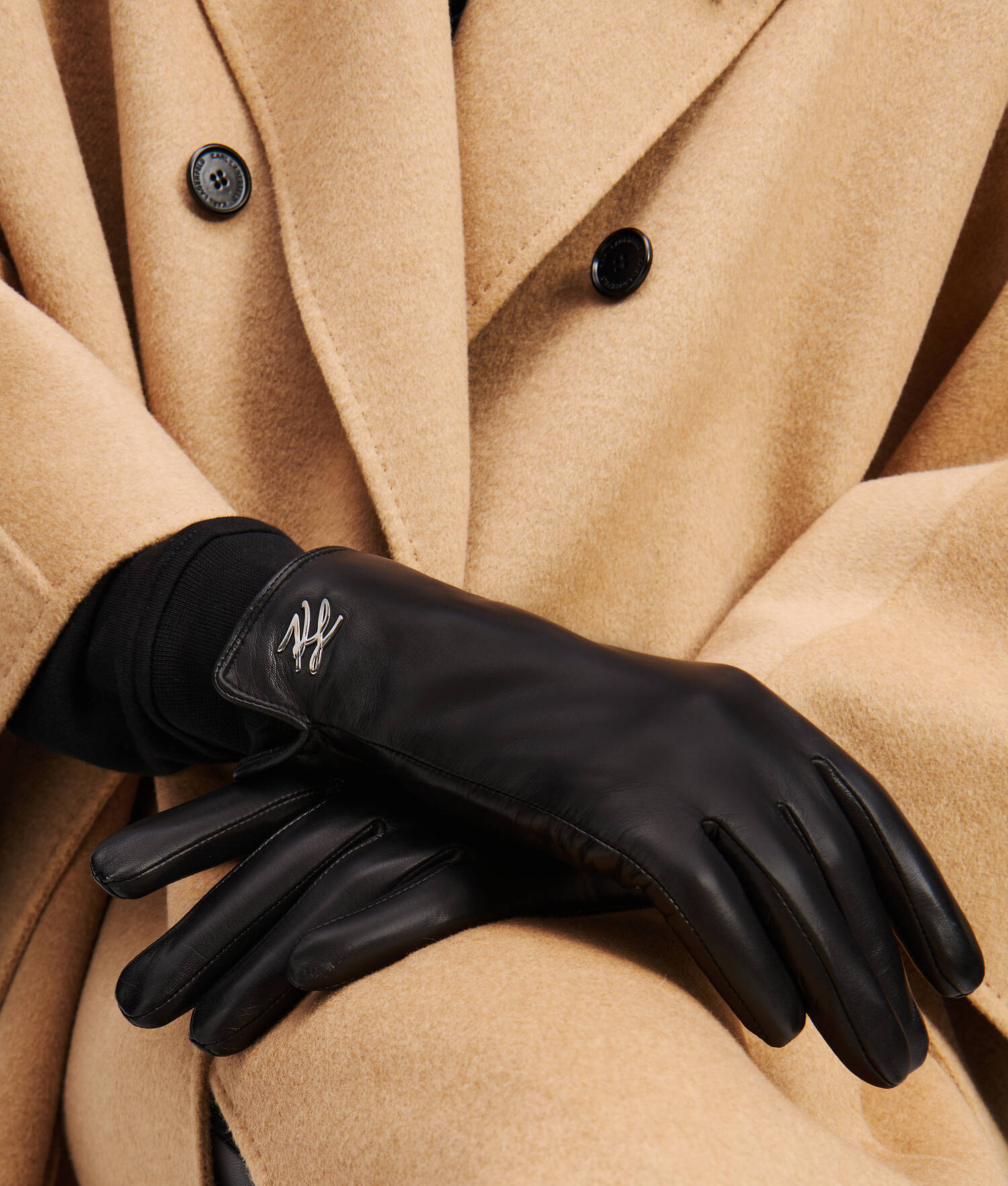 GANTS EN CUIR K/AUTOGRAPH - Noir