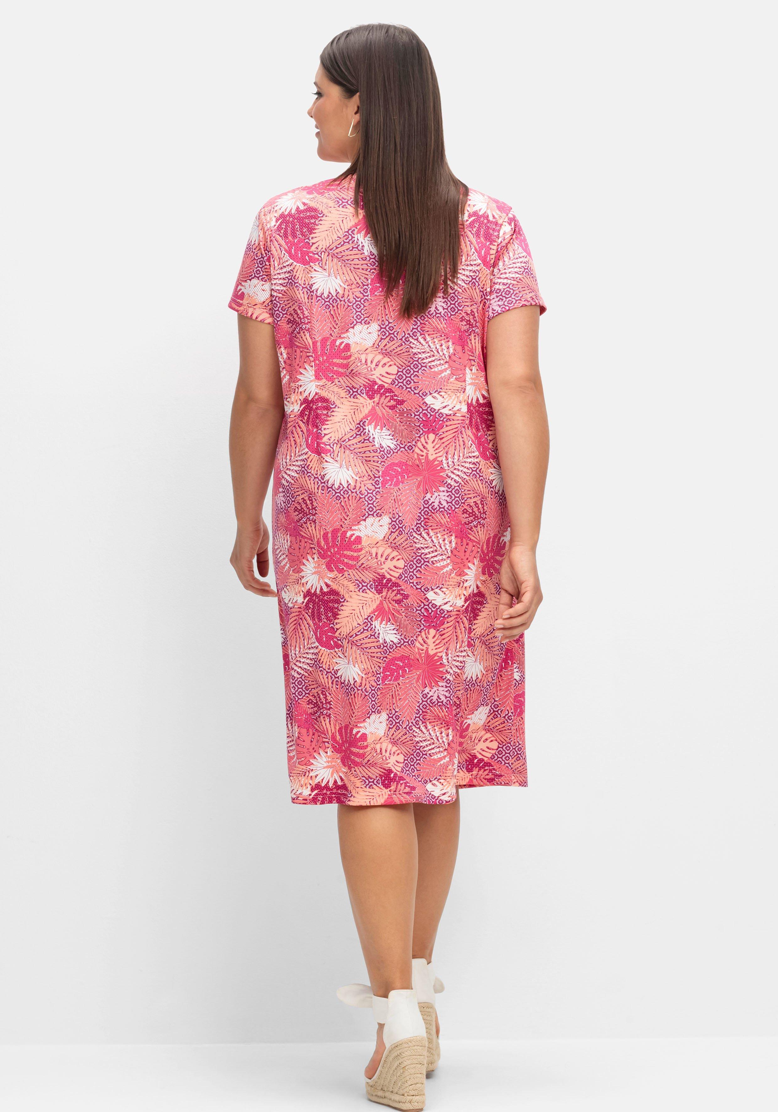 Jerseykleid mit Alloverdruck und Taschen