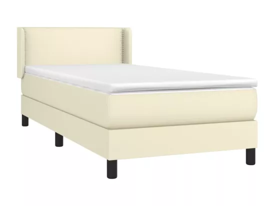 Sommier tapissier avec matelas Crème 100x200cm Similicuir
