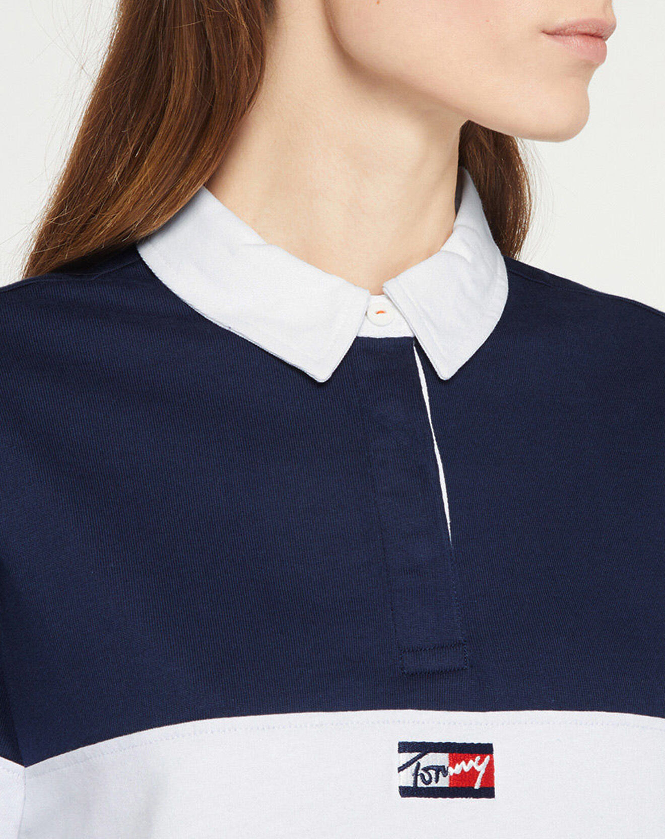 Tommy Jeans Polo Regular Crop Tiny Tommy bleu/blanc