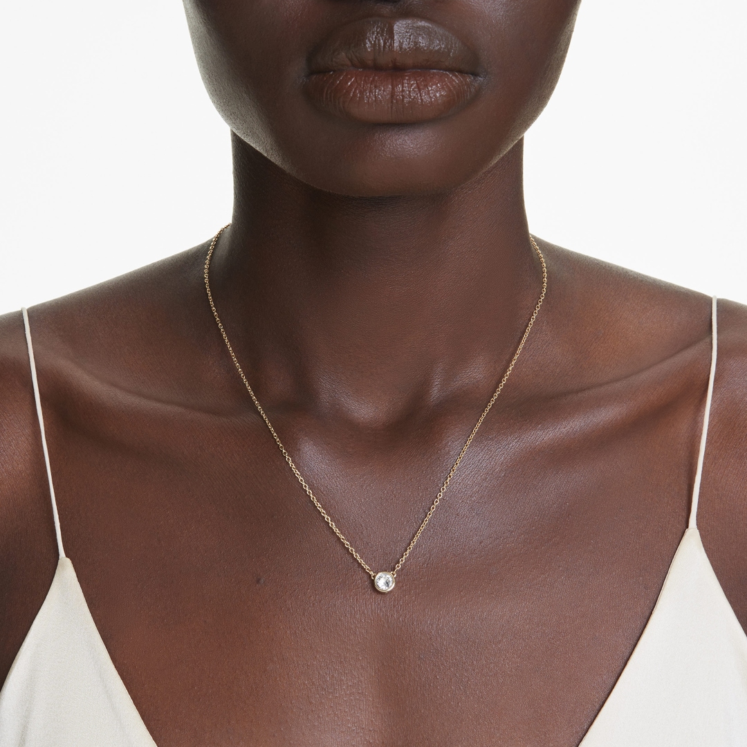 Swarovski Imber Collier Rundschliff, Weiss, Goldlegierungsschicht