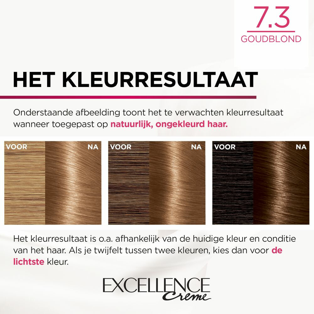 L'Oréal Excellence Crème Permanente Crèmekleuring 7.3 Goudblond