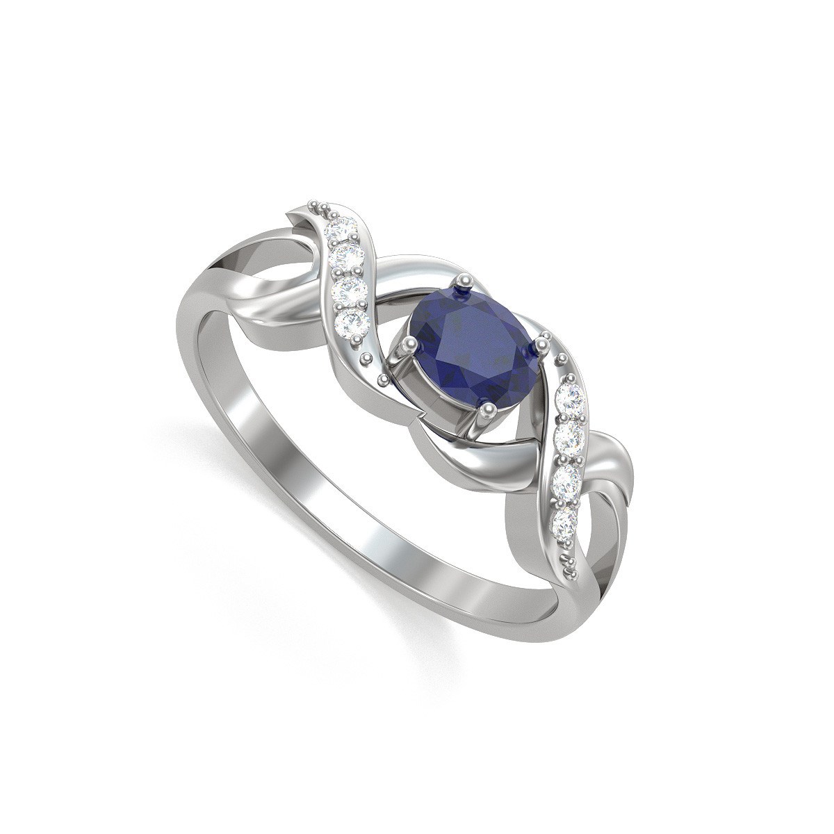 Bague ADEN Saphir et diamants sur Argent 925 2.684grs