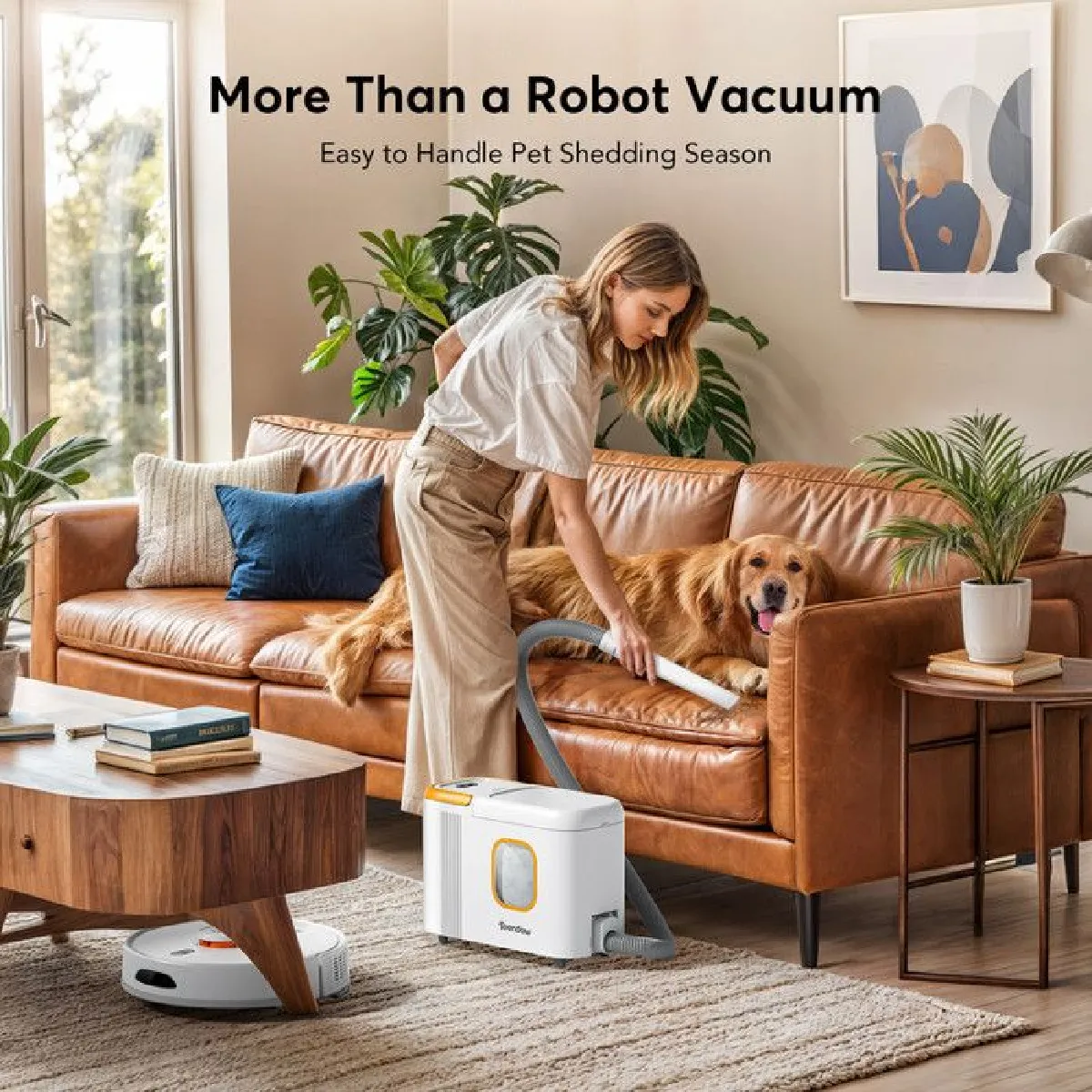 Teendow Aspirateur Robot Laveur 6en1-6000Pa/200 Minutes, Navigation LiDAR, Contrôle par APP et la voix, Nettoyer les animaux et les meubles