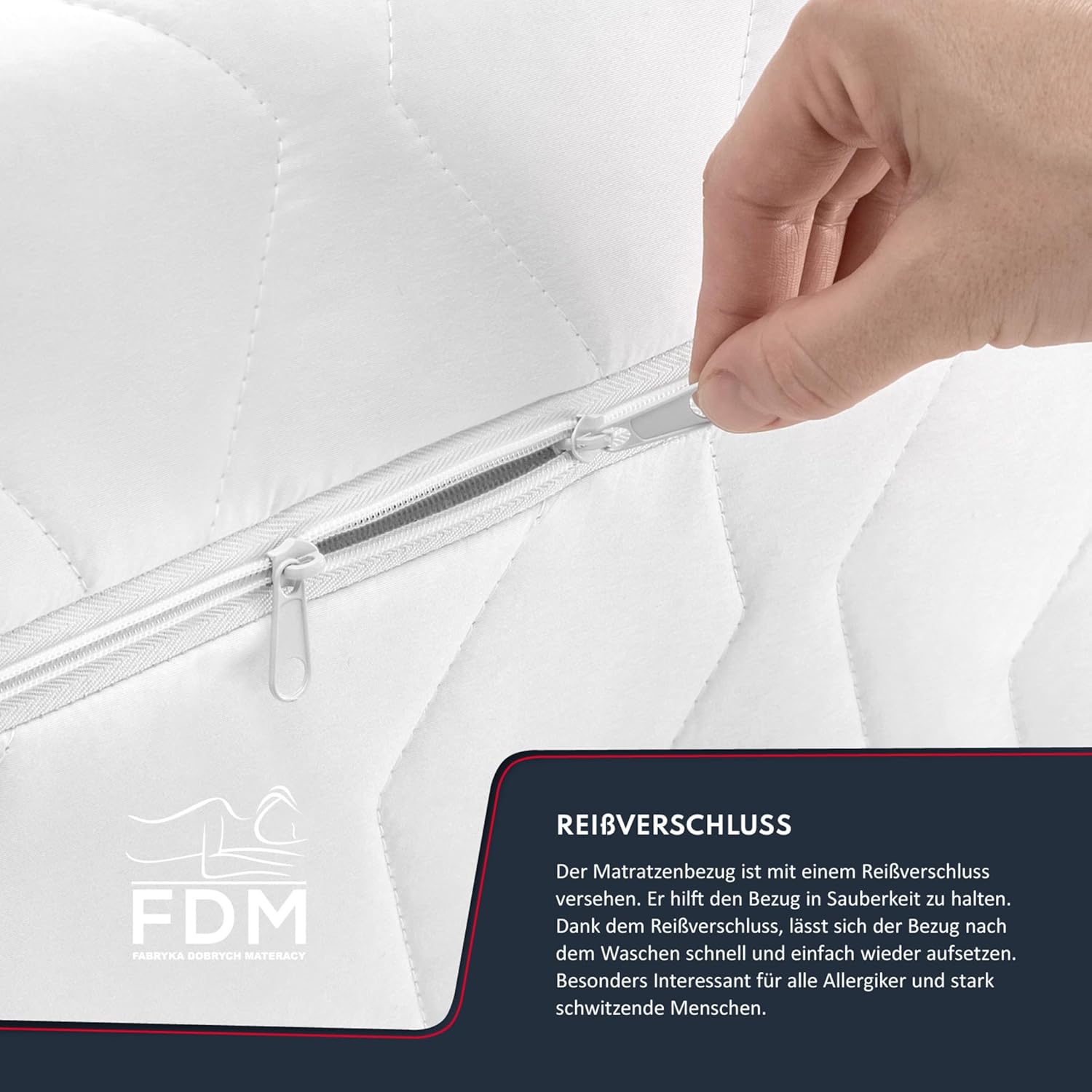 FDM Matratze 160x200 cm Härtegrad H3 Höhe 23 cm TaschenfederkernmatratzePolyurethan-Schaum 7 Komfortzonen mit Hypoallergenem Waschbarem Premium-Bezug Oeko-Tex Medic MAX