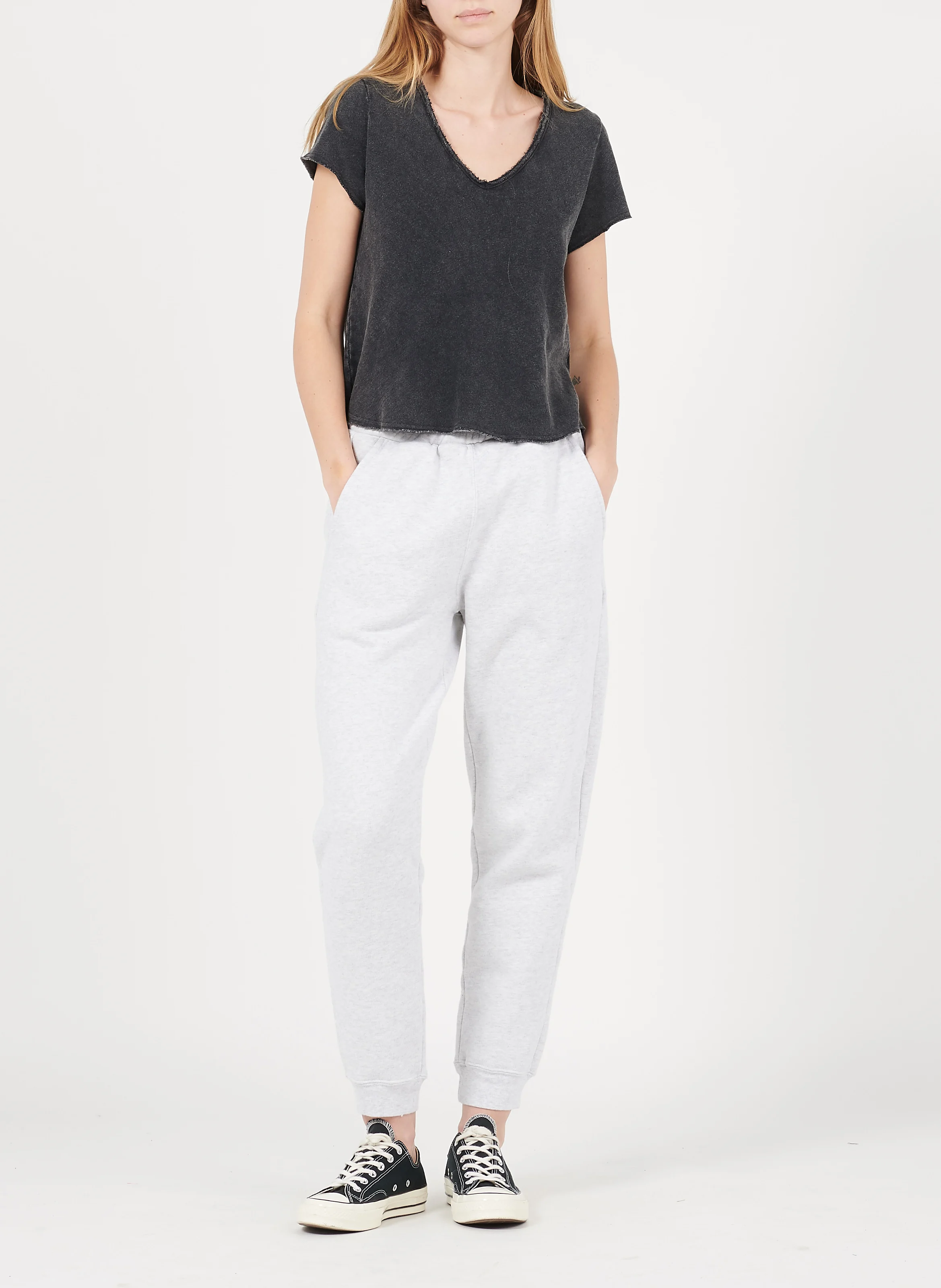 SONOMA - Tee-shirt droit col V en coton | Noir