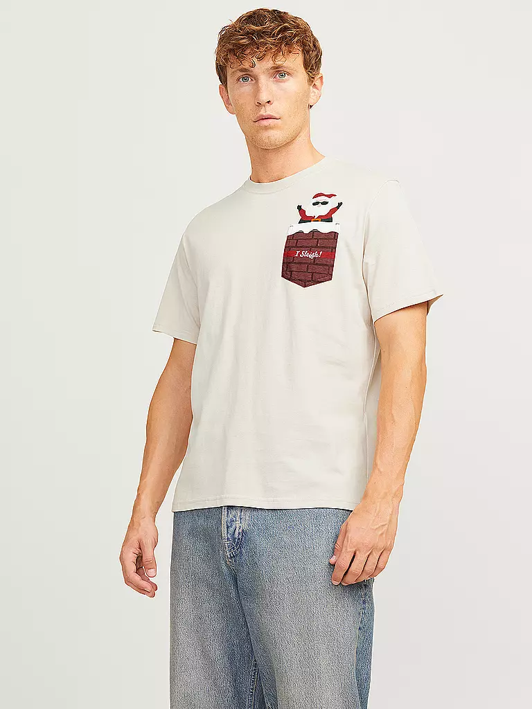 JACK & JONES T-Shirt JJXMAS beige