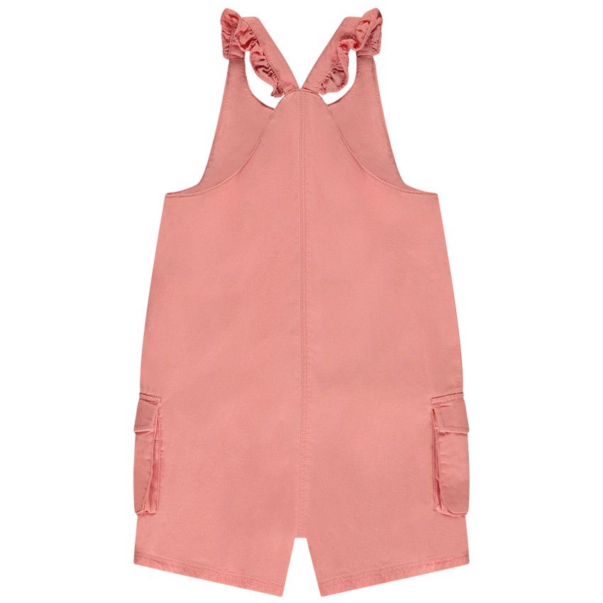 Salopette courte broderie oiseau pour bébé fille - Fuchsia
