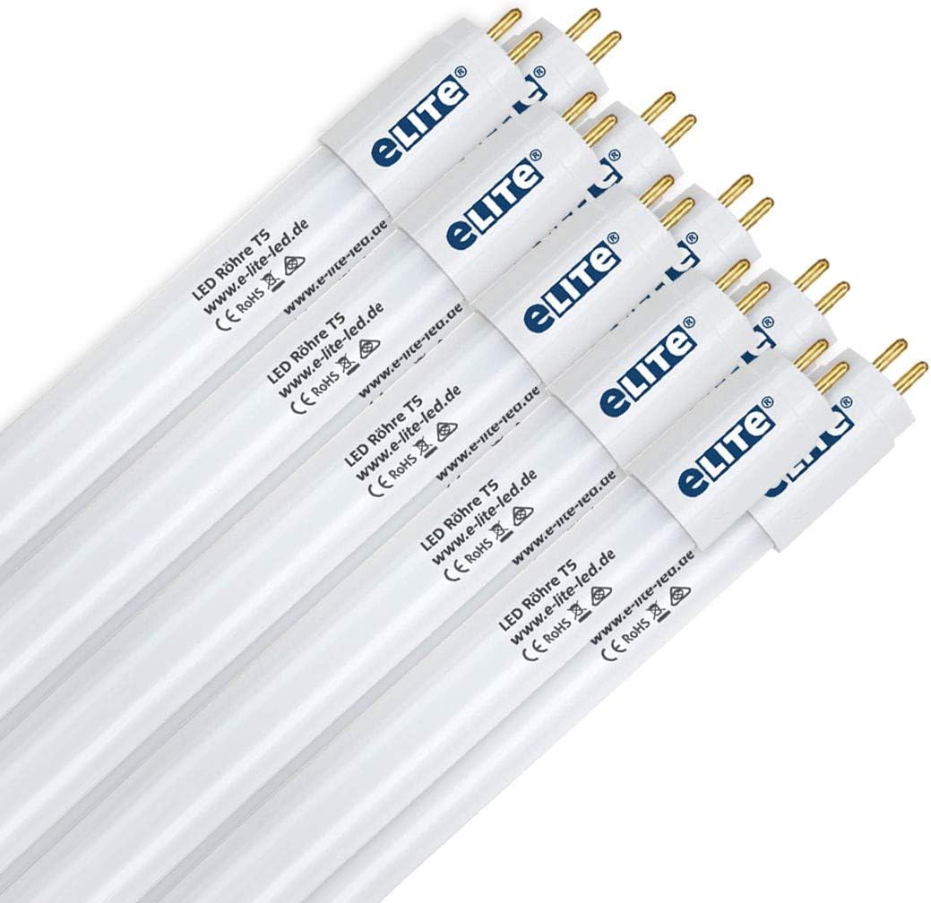 eLITe LED Röhre T5, 51,7cm, 7W, sehr hell, 680lm, 830, 3000 Kelvin, Warmweiß, NUR FÜR EVG, 140 Grad, homogenes Licht, langlebig 50.000h, 3 Jahre Garantie, 10 Stück