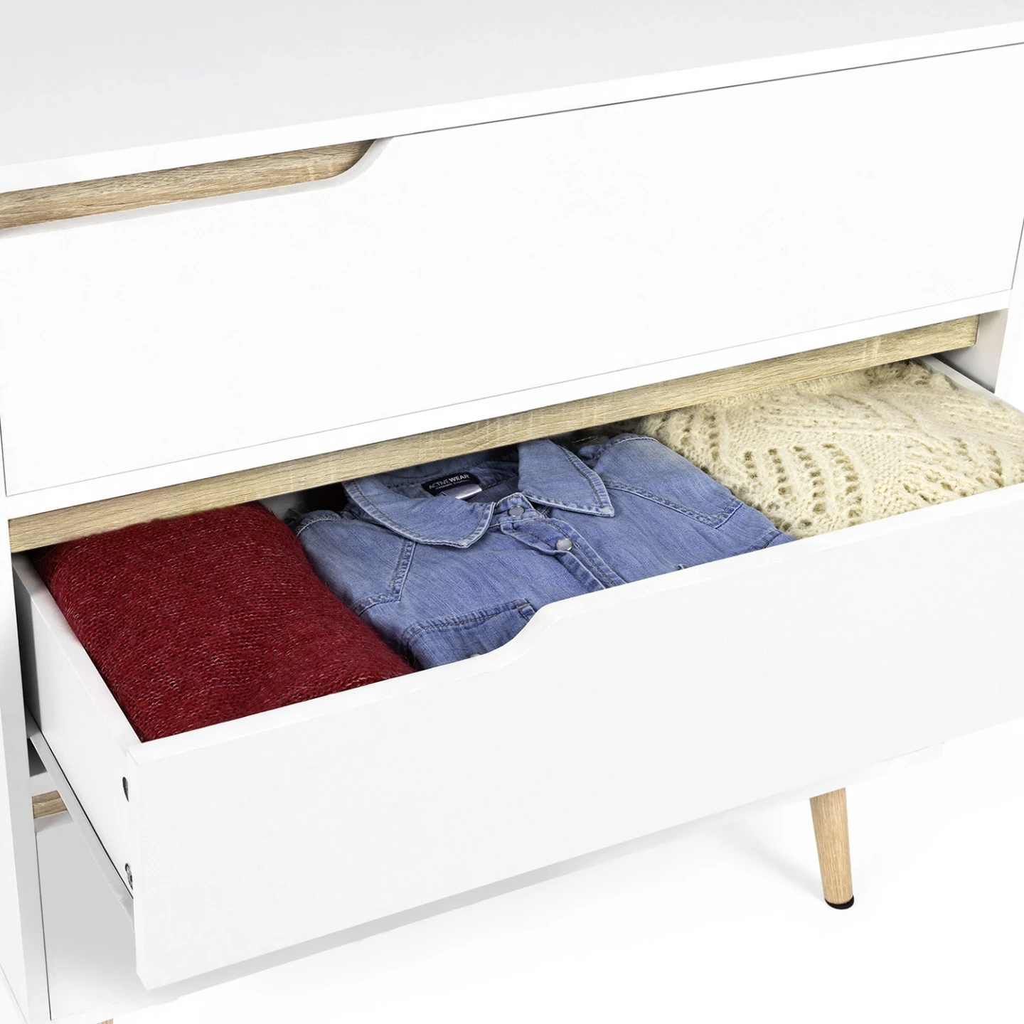 Commode 3 tiroirs HELSINKI 80 cm scandinave blanc