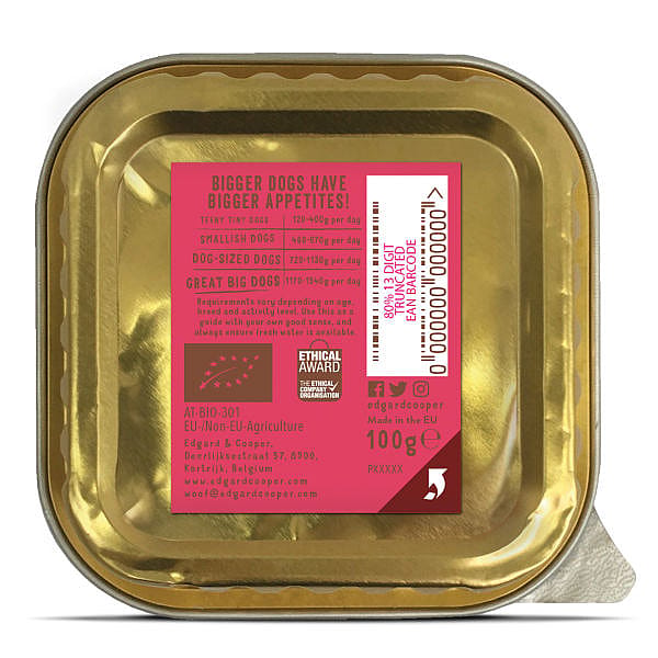 Edgard & Cooper Adult Biologisch Kuipjes Rund 17 x 100 gram
