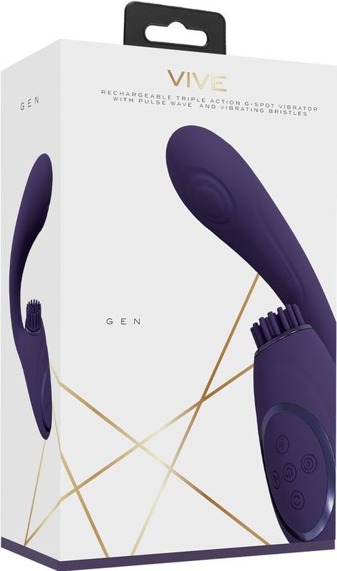 Gen - Triple Motor G-Spot Vibrator with Pulse Wave and Vibrating Bristles - Purple