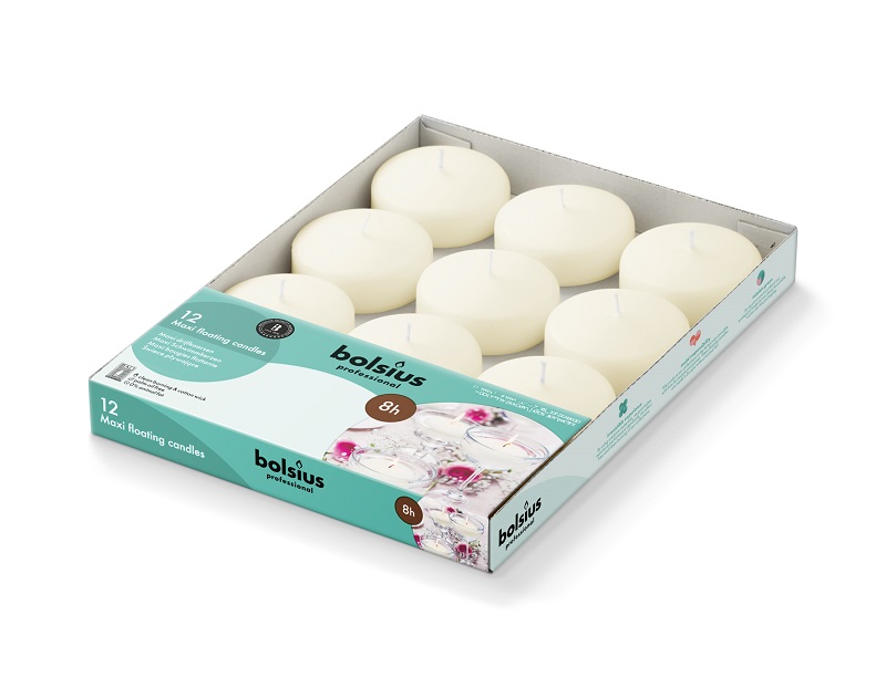 Bolsius Horeca Maxi Drijfkaarsen Doos 12 Ivoor (12 stuks)