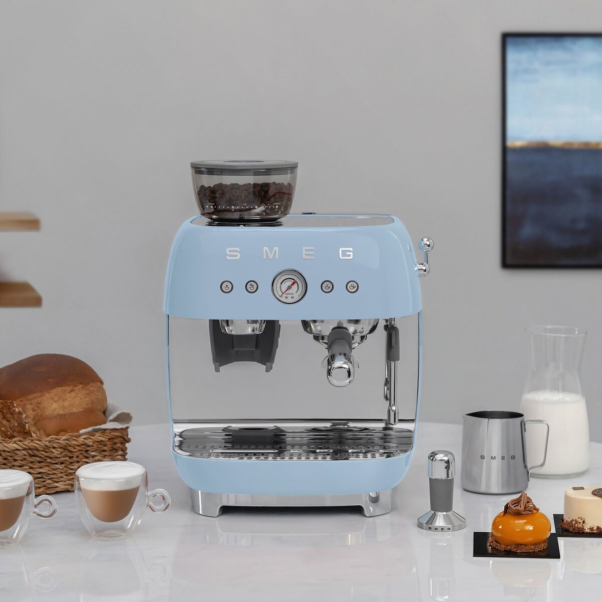 EGF03 Manuell espressomaskin, pastellblå