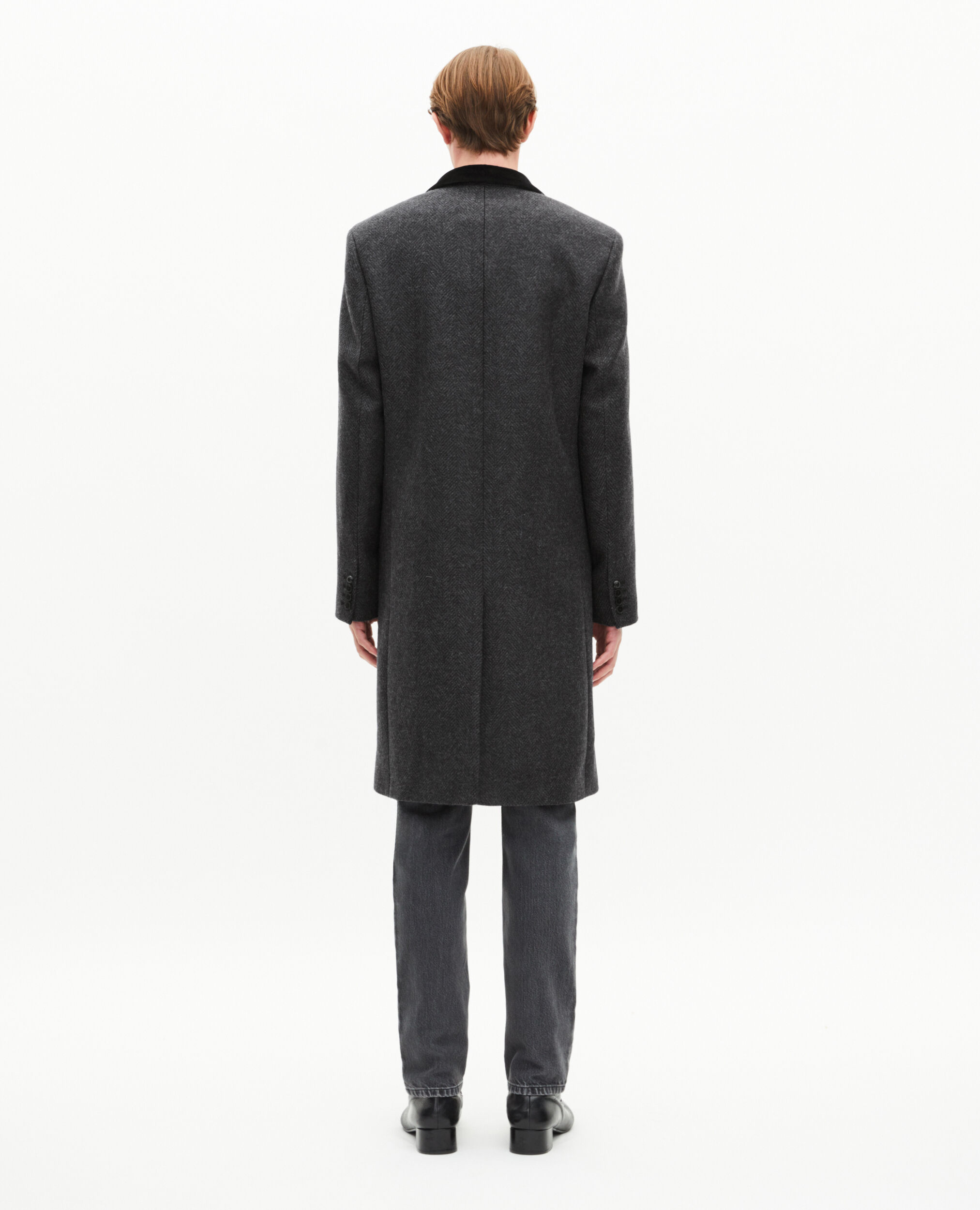 Manteau long en laine gris anthracite